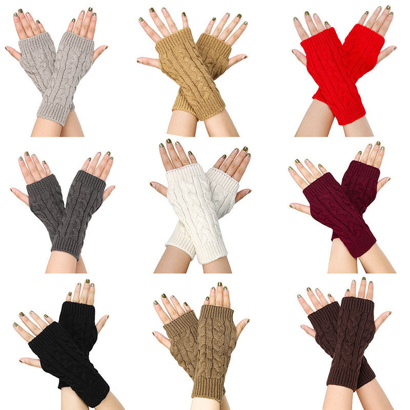 Women Winter Knitting Arm Cover Warmer Sleeve Wrist Fingerless Mitten For Cosplay Party Costume Girls Christmas Gloves