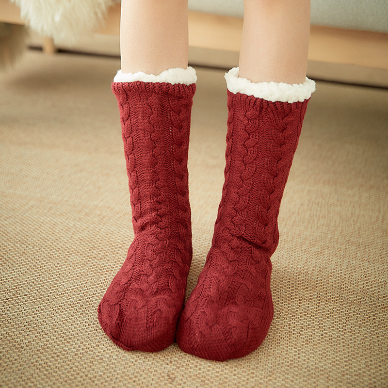 Women Autumn Winter Adult Warm Fleece Tube Snow Thickening Fashion Solid Color Floor Socks