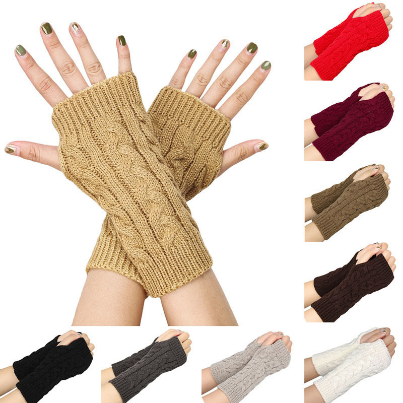 Women Winter Knitting Arm Cover Warmer Sleeve Wrist Fingerless Mitten For Cosplay Party Costume Girls Christmas Gloves