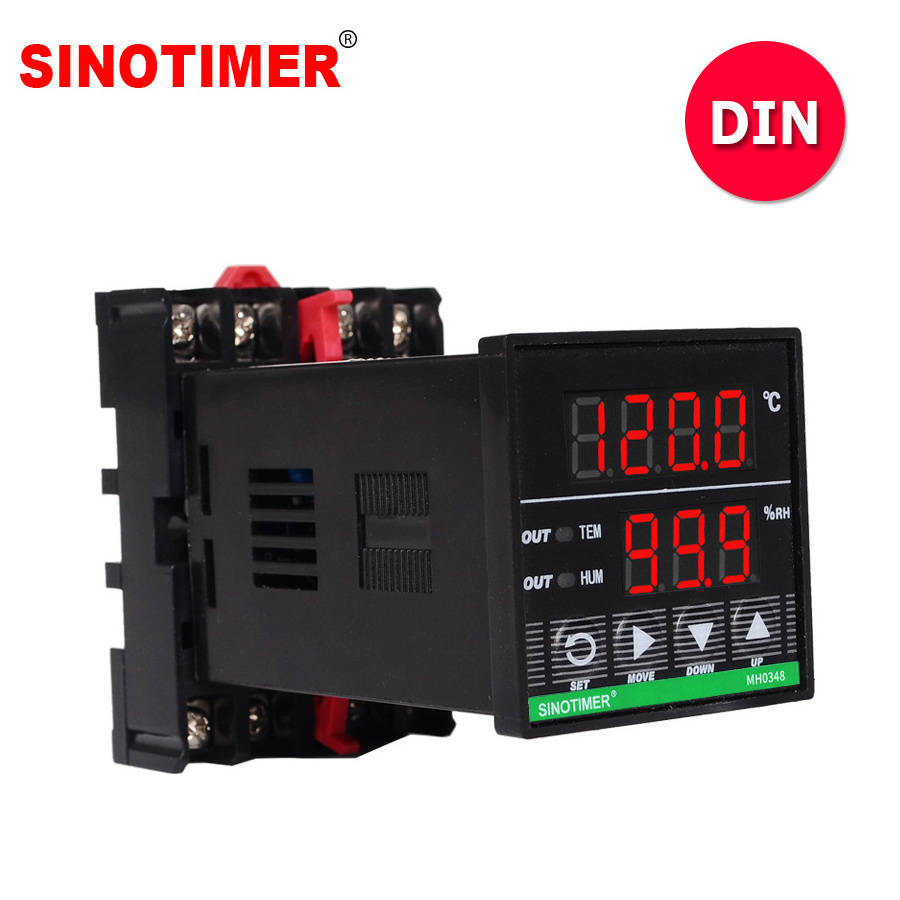 DIN Rail Digital Humidity Controller with 3M Listed Cables and Combined Humidity and Temperature Sensor