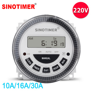 230Vac Heavy Load 30A 7 Days Weekly Programmable Digital Timer Switch Output 220V Voltage Inside Battery with Dustproof Cover