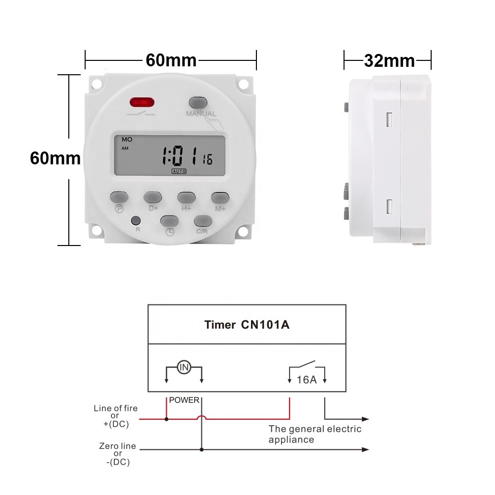 CN101A 220V AC Digital 7 Days Weekly Programmable Timer Switch CN101 Electronic Lighting Daily Time Relay Programmer