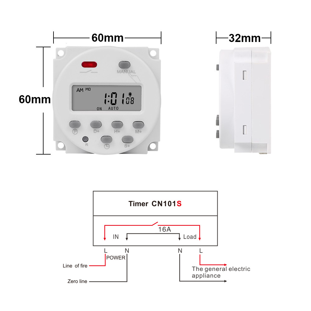 CN101S DC/AC 24V 1 Second Interval Digital Electric Gate Timer Switch CN101 Panel Mounting with Countdown Function