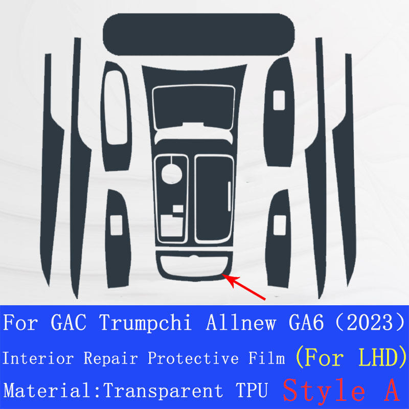 For GAC Trumpchi Allnew GA6(2023) Car Interior Center Console Transparent TPU Protective Film Anti-scratch Repair Sticker