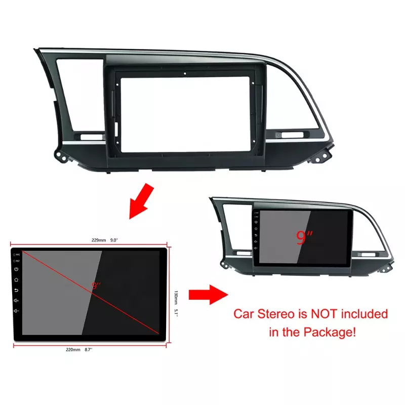 9 Inch Car Radio Player Frame For Hyundai Elantra 2016-2018 Car Frame Dashboard Design Interior Accessories Fascia Frame