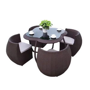 XY Best Rattan Wicker Outdoor Furniture Table and 4 Chairs Outdoor Sofa Waterproof Villa Hotel Furniture