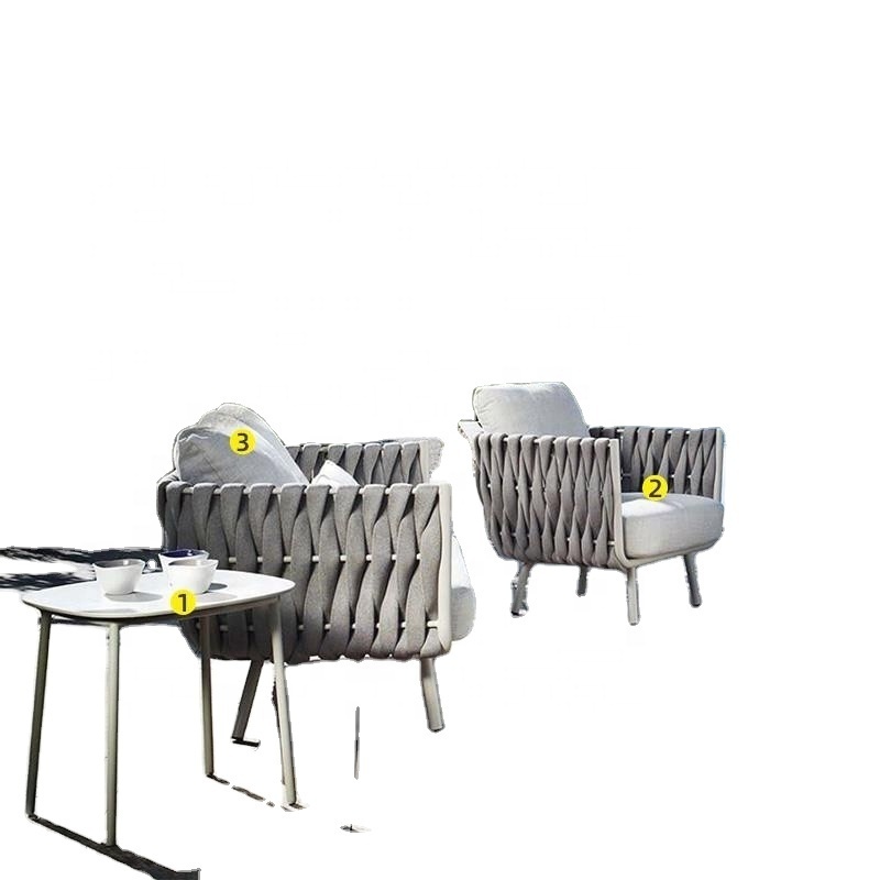 Europe Design modern Outdoor Sofa Set Grand Rope Weave Sectional Couch with Chaise Lounge for Garden and Patio Furniture