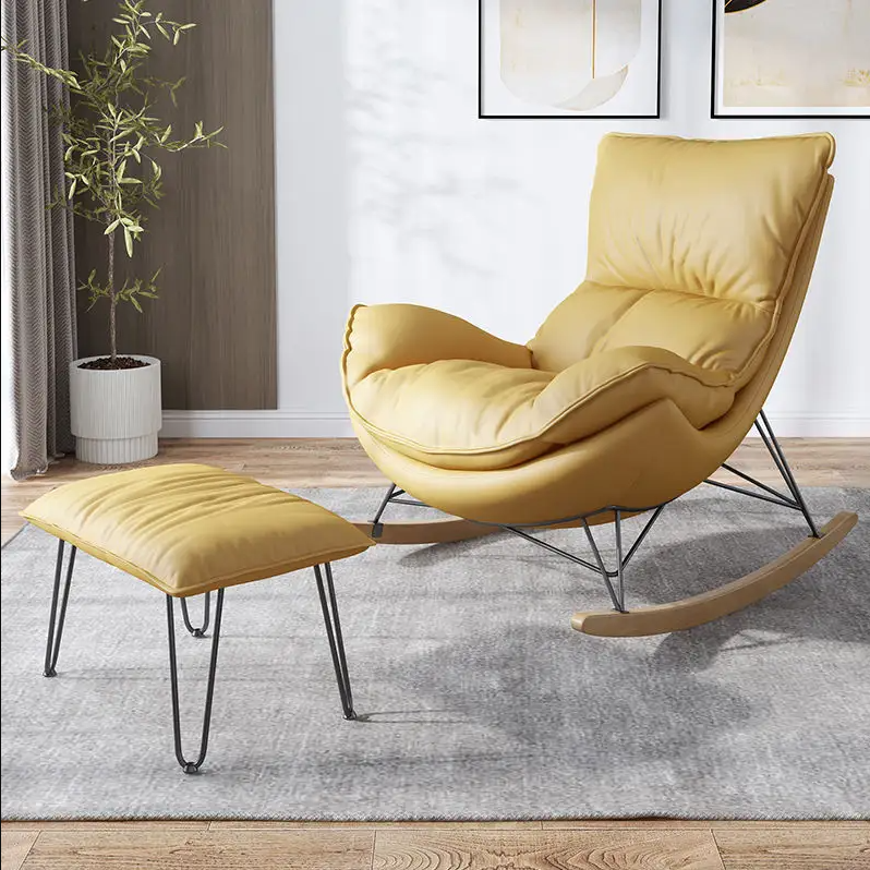 Hot Sale Modern Wooden Fabric Backrest Modern Rocking Chair For Living Room