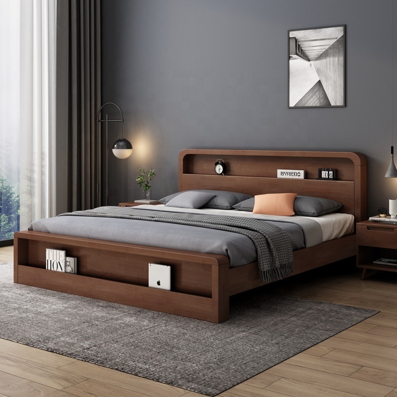 XY Best Full Solid Wood Bed Master Bedroom White Double Modern Small Family or Single Bed