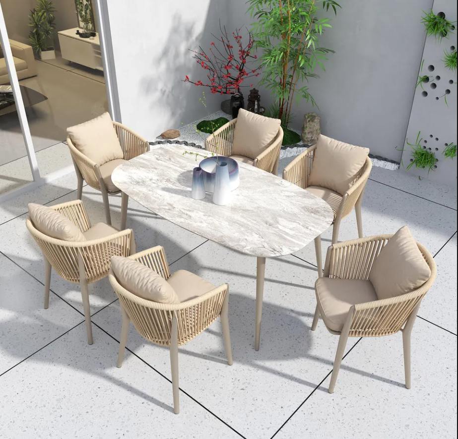 XY Best Steel Outdoor Dining Set for 8 Seater Steel Outdoor Table and Chairs- Commercial Restaurant Backyard