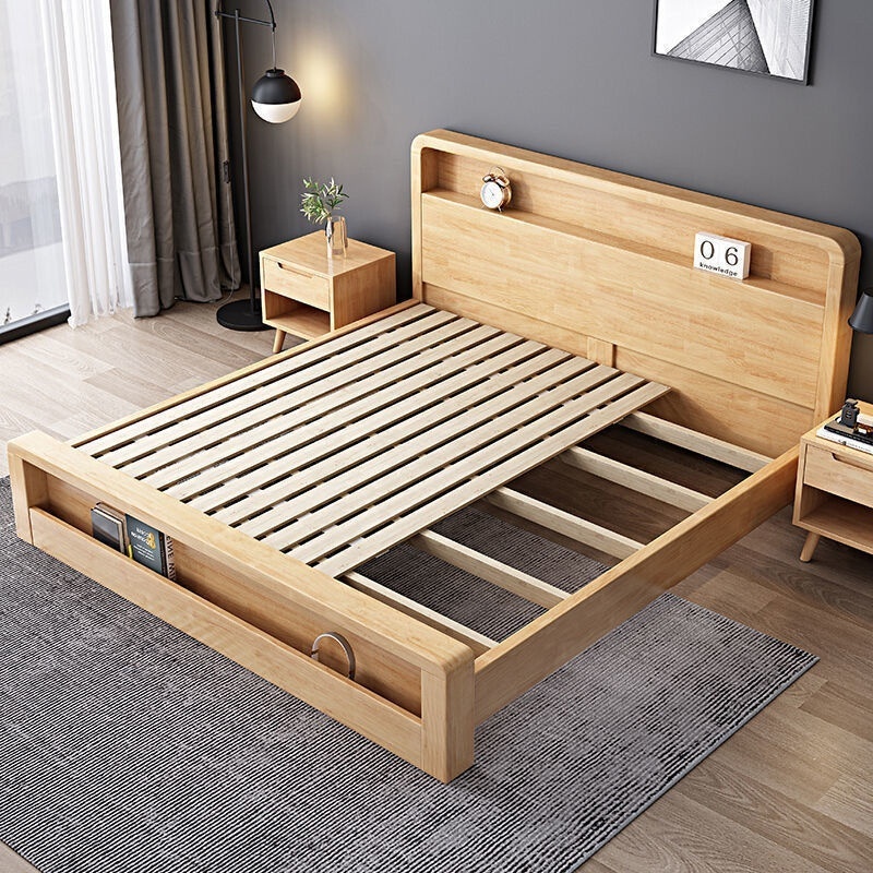 XY Best Full Solid Wood Bed Master Bedroom White Double Modern Small Family or Single Bed