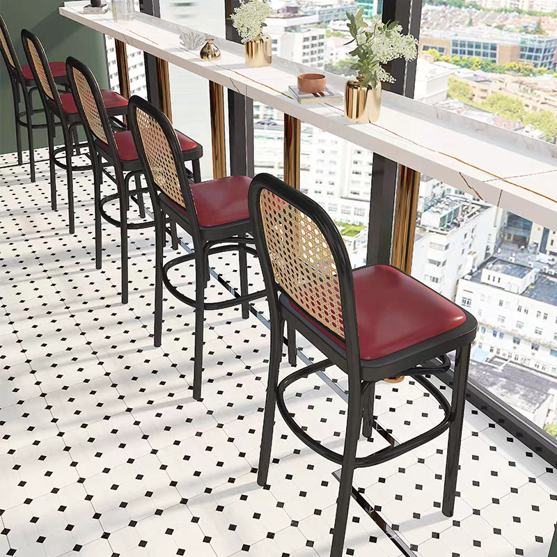 XY Best Booth sofa milk tea shop cafe rattan chair iron art commercial combination tea table and chair restaurant