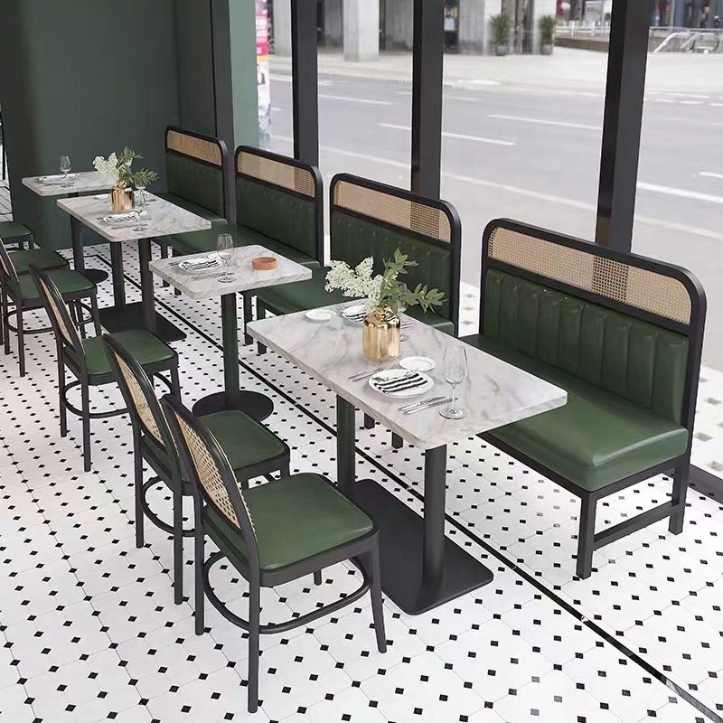 XY Best Booth sofa milk tea shop cafe rattan chair iron art commercial combination tea table and chair restaurant