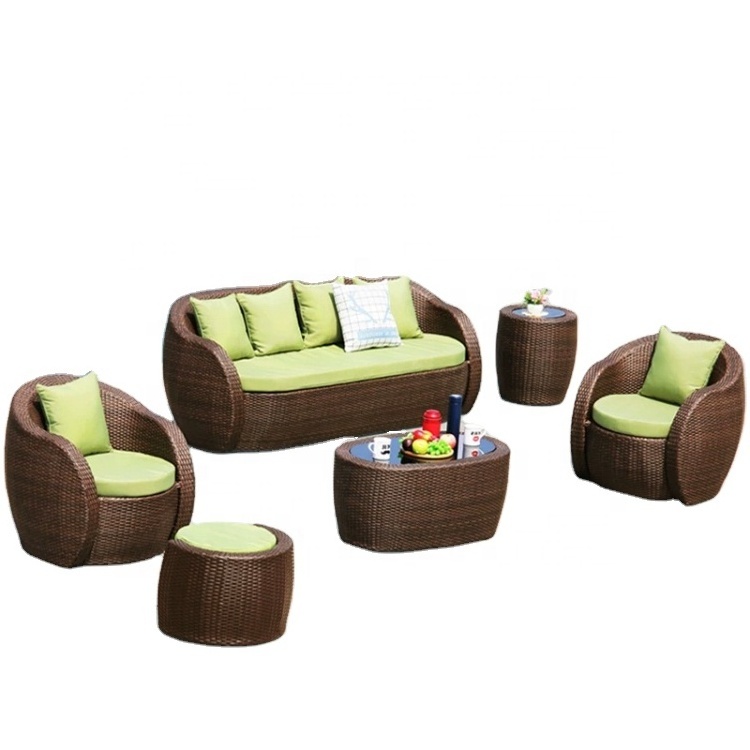 Modern Outdoor Garden Hotel Sofa Chair Sectional Sofa with Dining Table Outside Leisure Sectional Rattan Patio Table Set