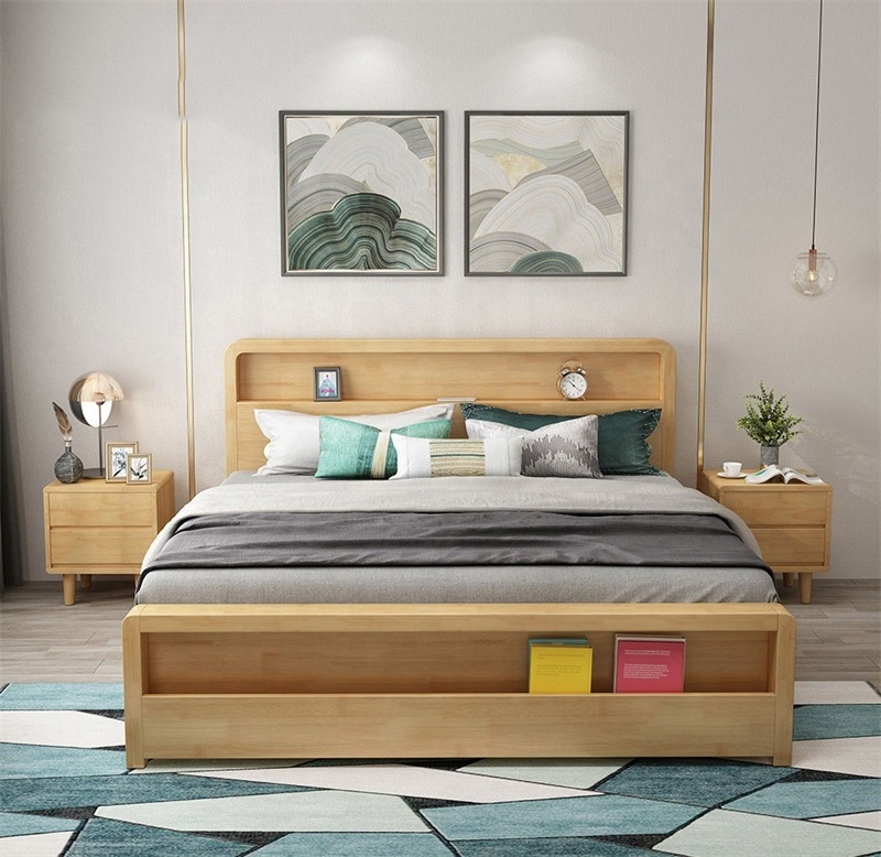 XY Best Full Solid Wood Bed Master Bedroom White Double Modern Small Family or Single Bed