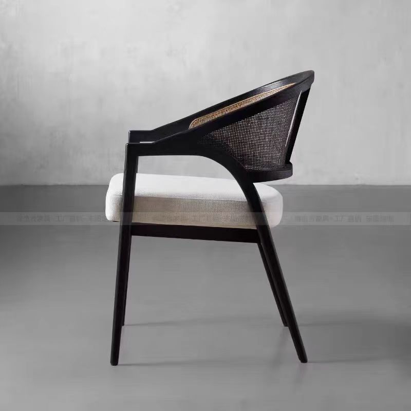 Stackable wood dining chair with rattan back Wood Lounge Chair Rattan for Dining