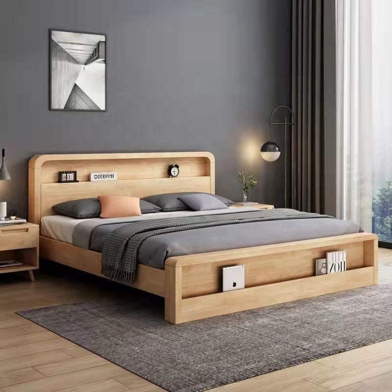 XY Best Full Solid Wood Bed Master Bedroom White Double Modern Small Family or Single Bed