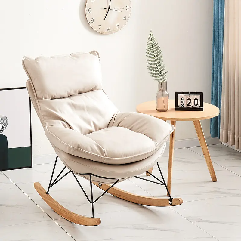 Hot Sale Modern Wooden Fabric Backrest Modern Rocking Chair For Living Room