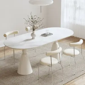 XY Best 6 8 10 seater chair restaurant furniture modern nordic luxury sintered stone oval dining table set