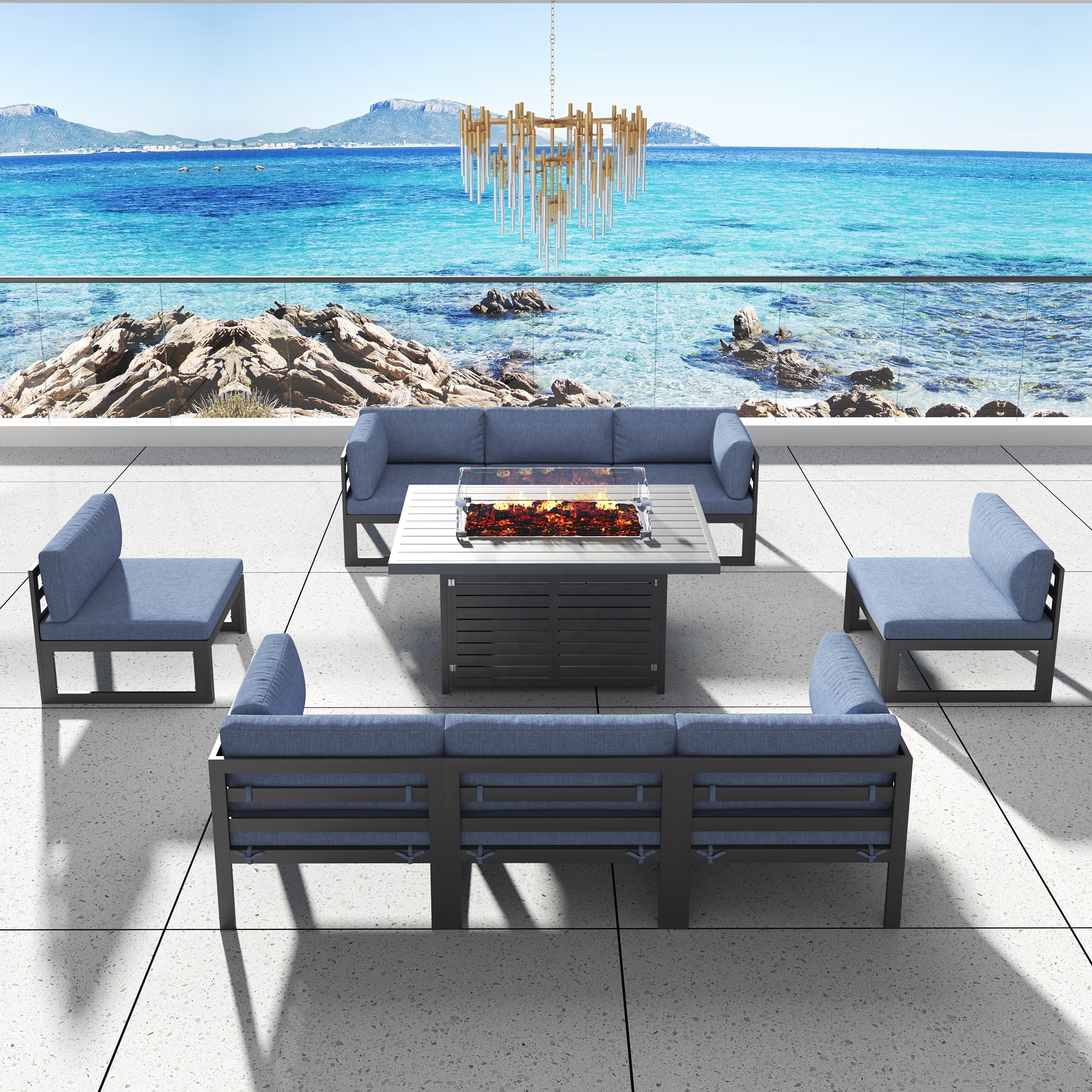 XY Best Brushed Aluminium Sofa Set Outdoor for Patio Garden Outdoor Furniture