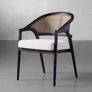 Stackable wood dining chair with rattan back Wood Lounge Chair Rattan for Dining