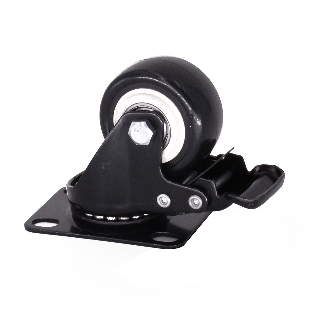 1.5 inch small castor with total brake PVC furniture caster wheel (Pack of 4)