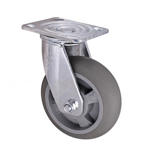 Heavy Duty 100/125/150/200mm TPR Fixed/Swivel/Brake Wheel Caster Industrial Plate Mounted Caster for Trolley/Factory Use