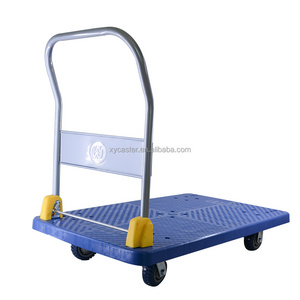 400kg Folding Platform Plastic Trolley Hand Cart Trolley With Five Wheels For Warehouse