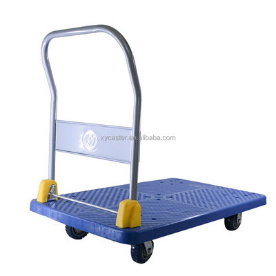 400kg Folding Platform Plastic Trolley Hand Cart Trolley With Five Wheels For Warehouse