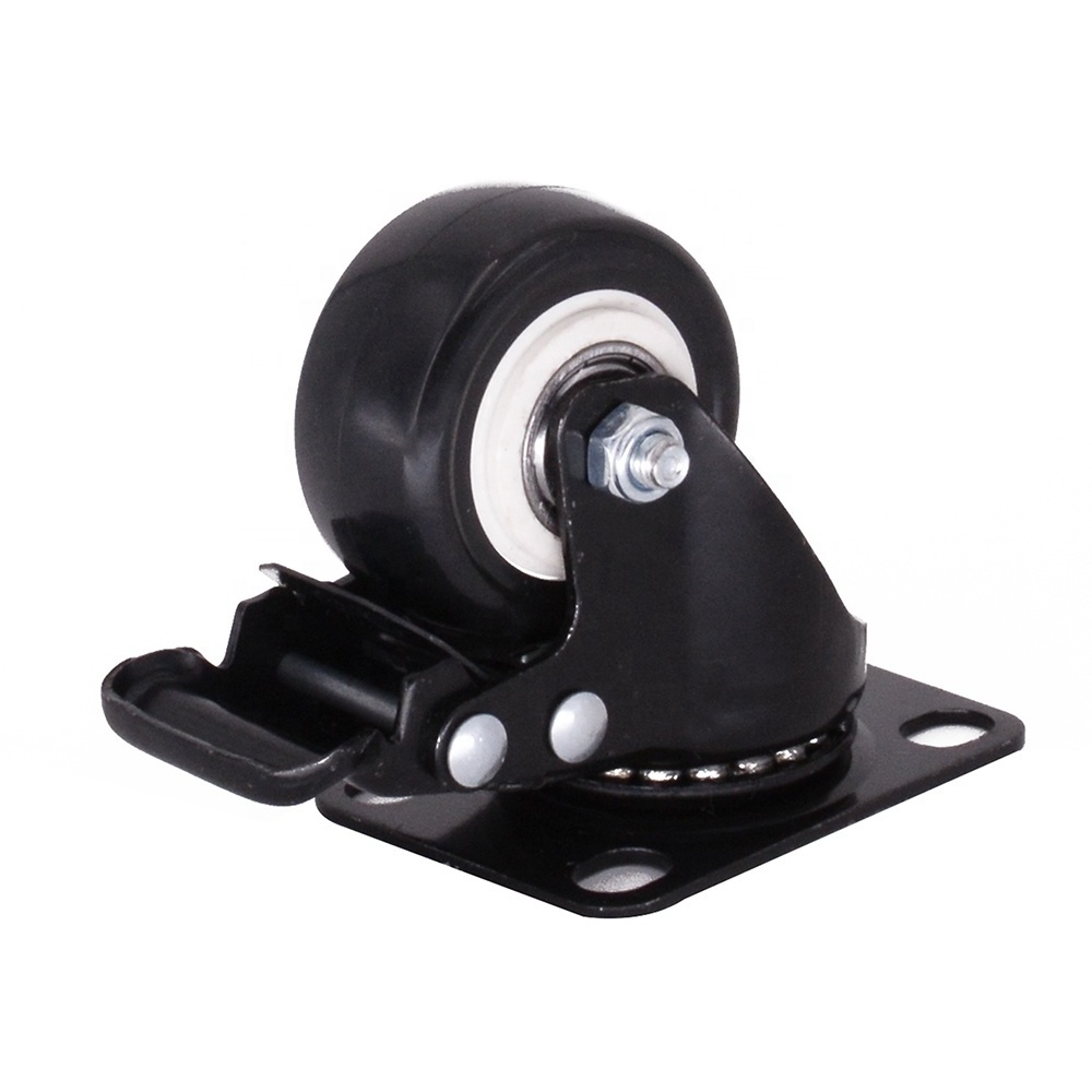 Caster Wheel Shopping Cart 1.5 inch Rotary Wheel Swivel Brake Caster