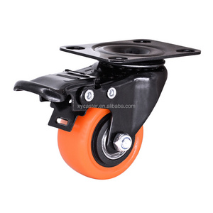 2 Inch Material Handling Light Duty PU Swivel Caster Wheel with Brake for office chair sofa furniture