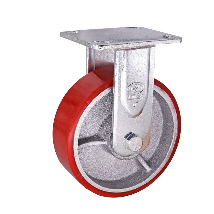 4/5/6/8 inch Heavy Duty PU On Cast Iron Caster Wheels with factory price Fixed/ Swivel/ Brake