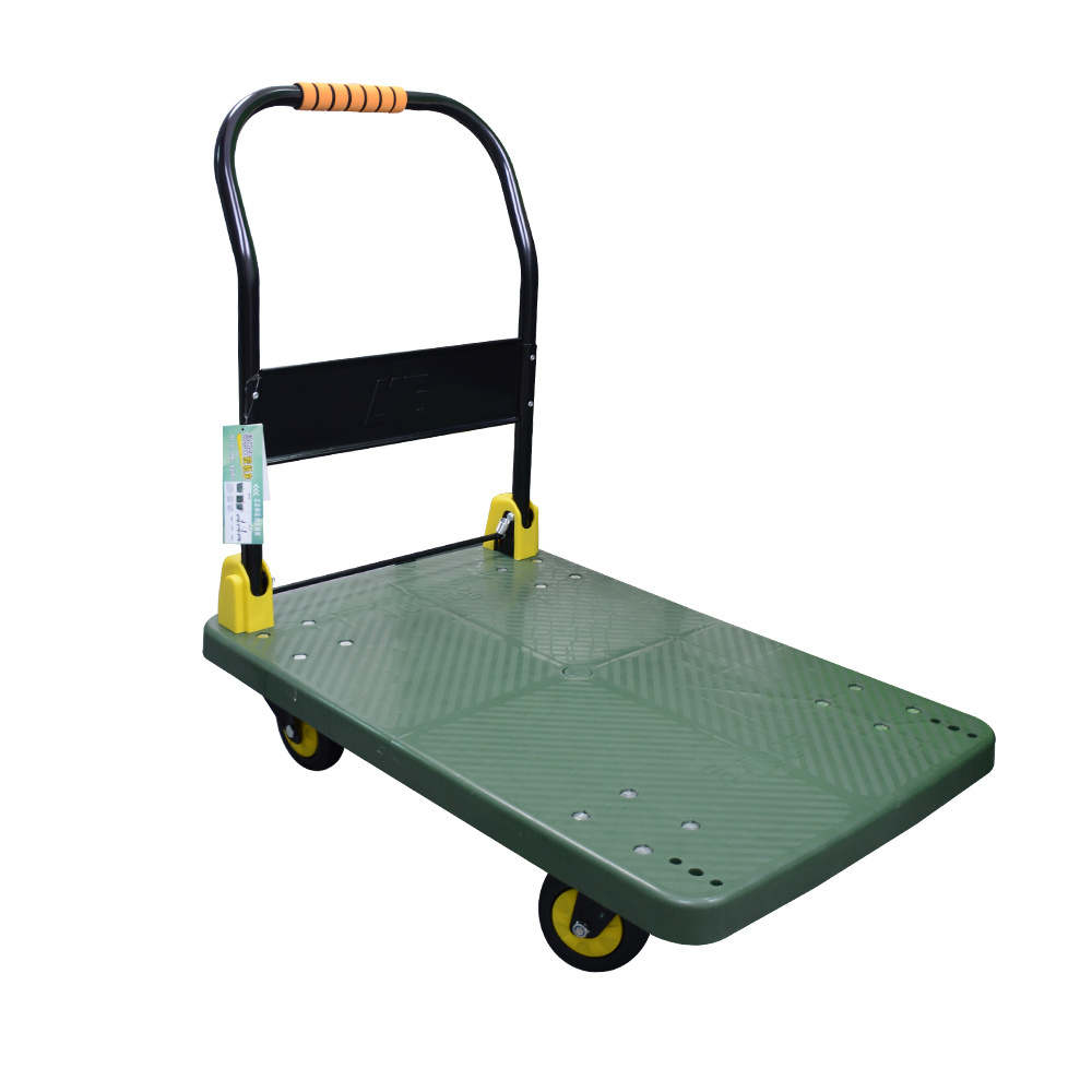 Foldable green Platform Trolley Market cart Hand cart