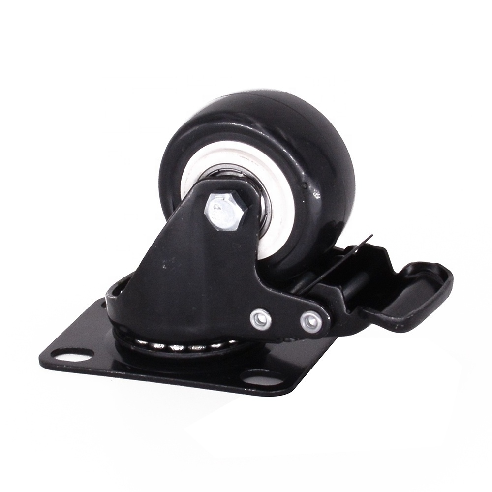 Caster Wheel Shopping Cart 1.5 inch Rotary Wheel Swivel Brake Caster