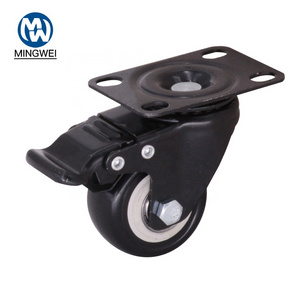 Caster Wheel Shopping Cart 1.5 inch Rotary Wheel Swivel Brake Caster