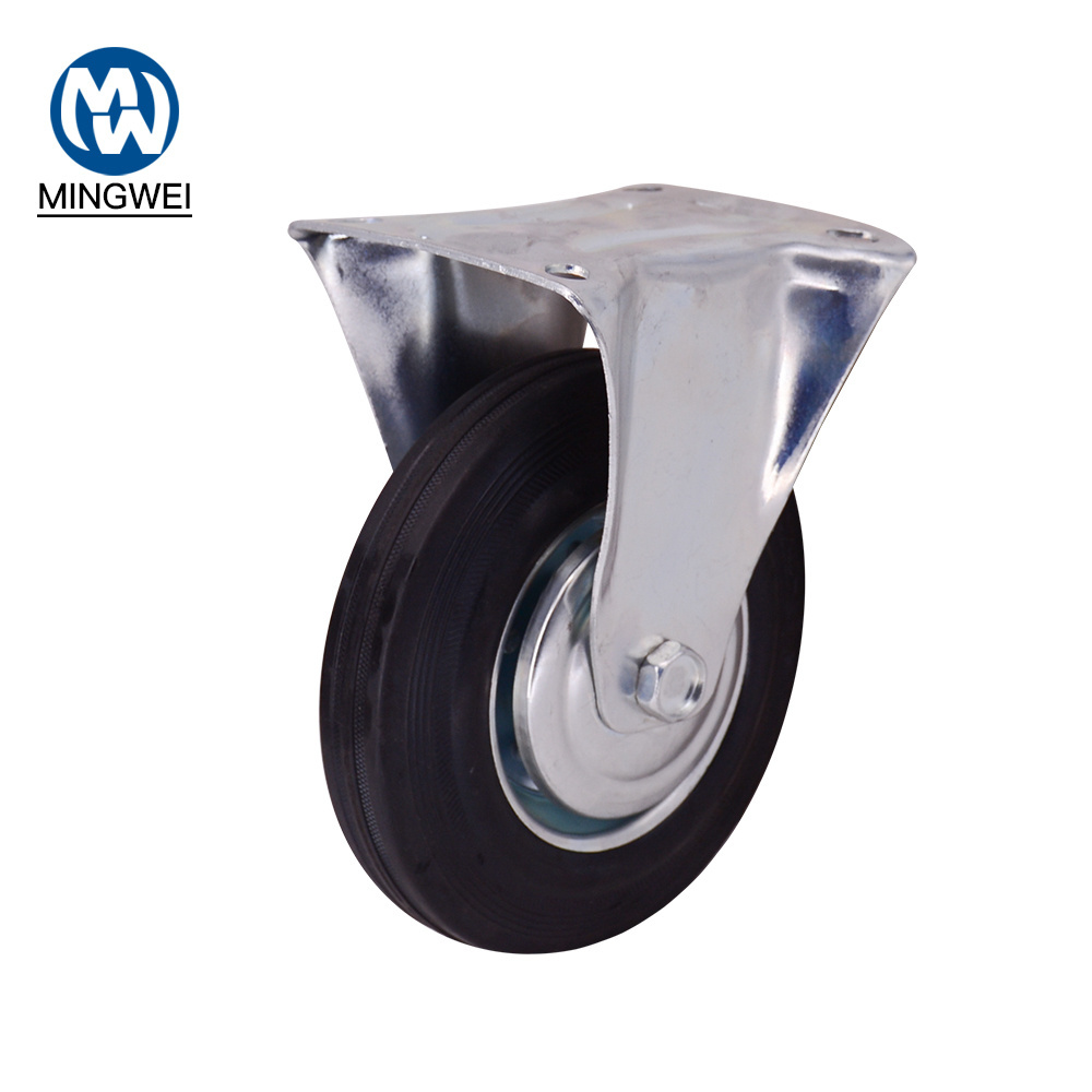 High Quality Hand Trolley Hotel 4 Inch Industrial Rubber Fixed Caster