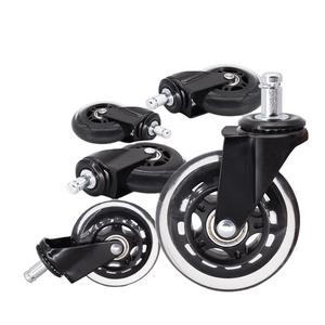 Replacement universal 11*22mm  wheel 3" insert stem transparent PU caster wheel for office chair