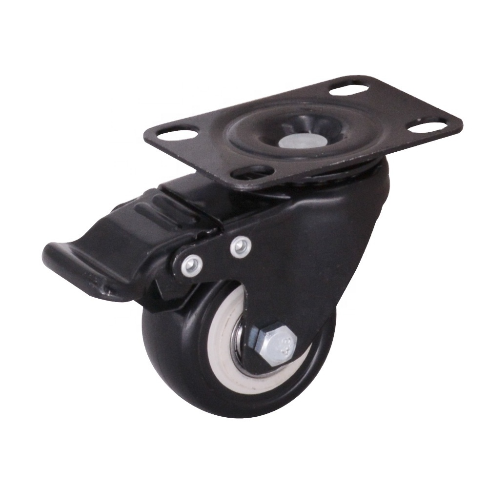 1.5 inch small castor with total brake PVC furniture caster wheel (Pack of 4)