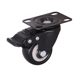 50mm Locking Casters with 360 Degree No Noise Polyurethane (PVC) Wheels Swivel Plate Castors