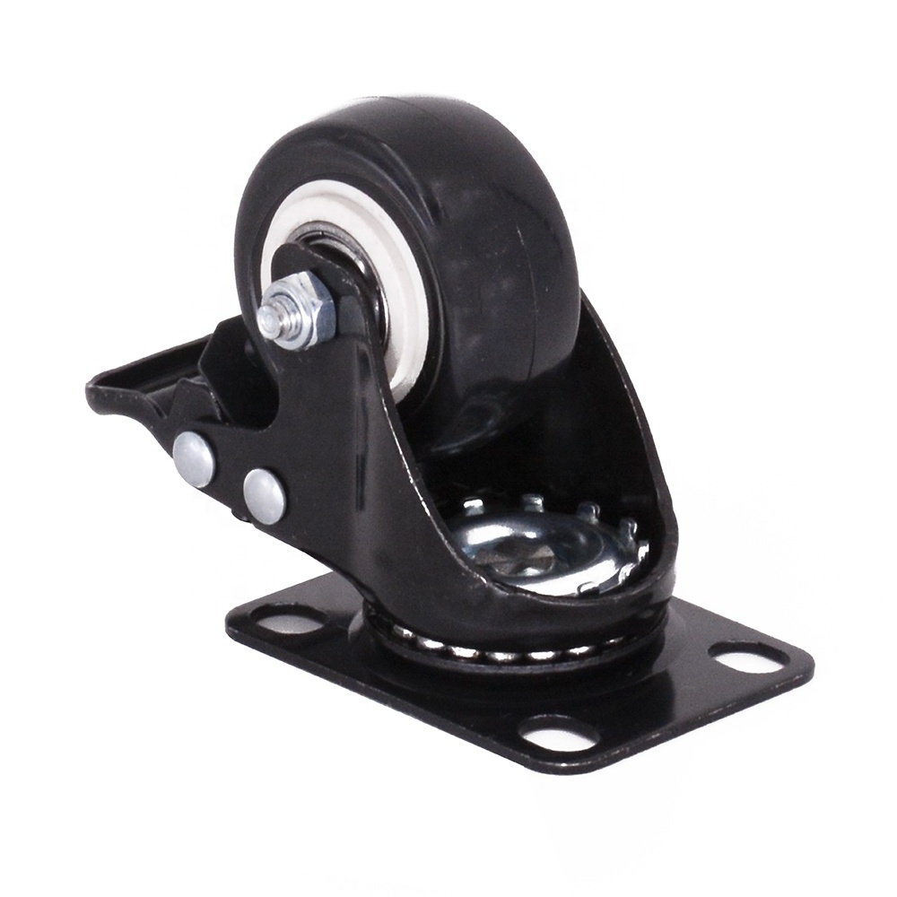 50mm Locking Casters with 360 Degree No Noise Polyurethane (PVC) Wheels Swivel Plate Castors