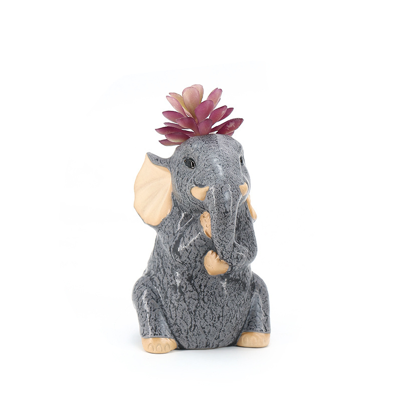 Creative ceramic funny lively elephant decor flower arrangement home decoration items for living room