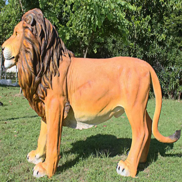 Hot Sale Animal Metal Decorative Resin Statue Fiberglass Lion Sculpture for Outdoor Decoration