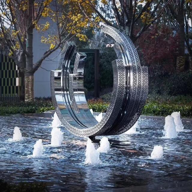 Factory Custom Large Art Metal Statue Stainless Steel Water Fountain Sculpture for Outdoor Decorative