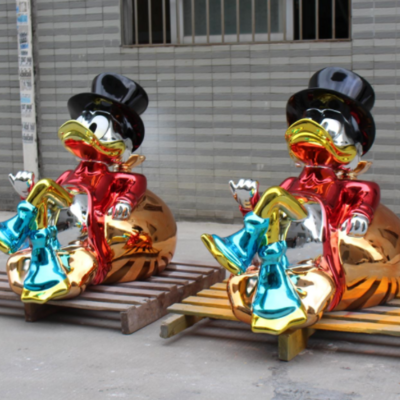 Custom High Quality Cartoon Duck Resin Statue Fiberglass Figure Sculpture for Home Decoration