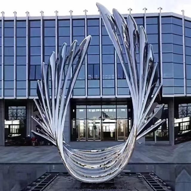 Polished Metal Art Statue Stainless Steel Wings Sculpture for Sale