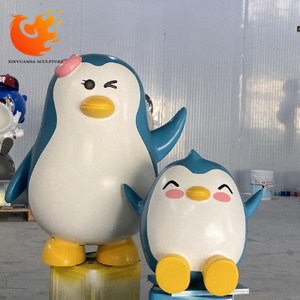 Factory Custom Cute Resin Statue Fiberglass Penguin Sculpture for Indoor Decoration