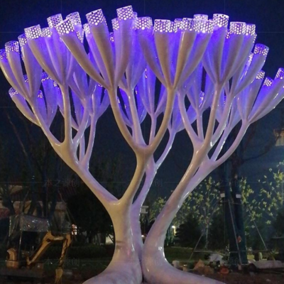 Factory Custom Resin Art Statue Fiberglass Luminous Tree Sculpture for Decoration