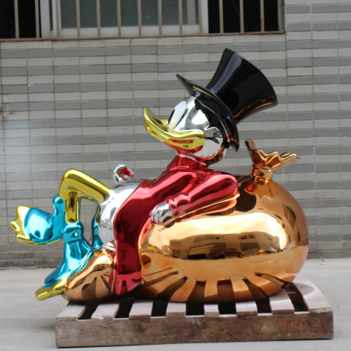 Custom High Quality Cartoon Duck Resin Statue Fiberglass Figure Sculpture for Home Decoration