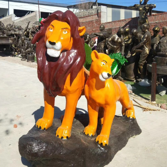 Hot Sale Animal Metal Decorative Resin Statue Fiberglass Lion Sculpture for Outdoor Decoration