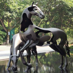 Custom Outdoor Stainless Steel Hollow Horse Sculpture Animal Metal Status for Sale